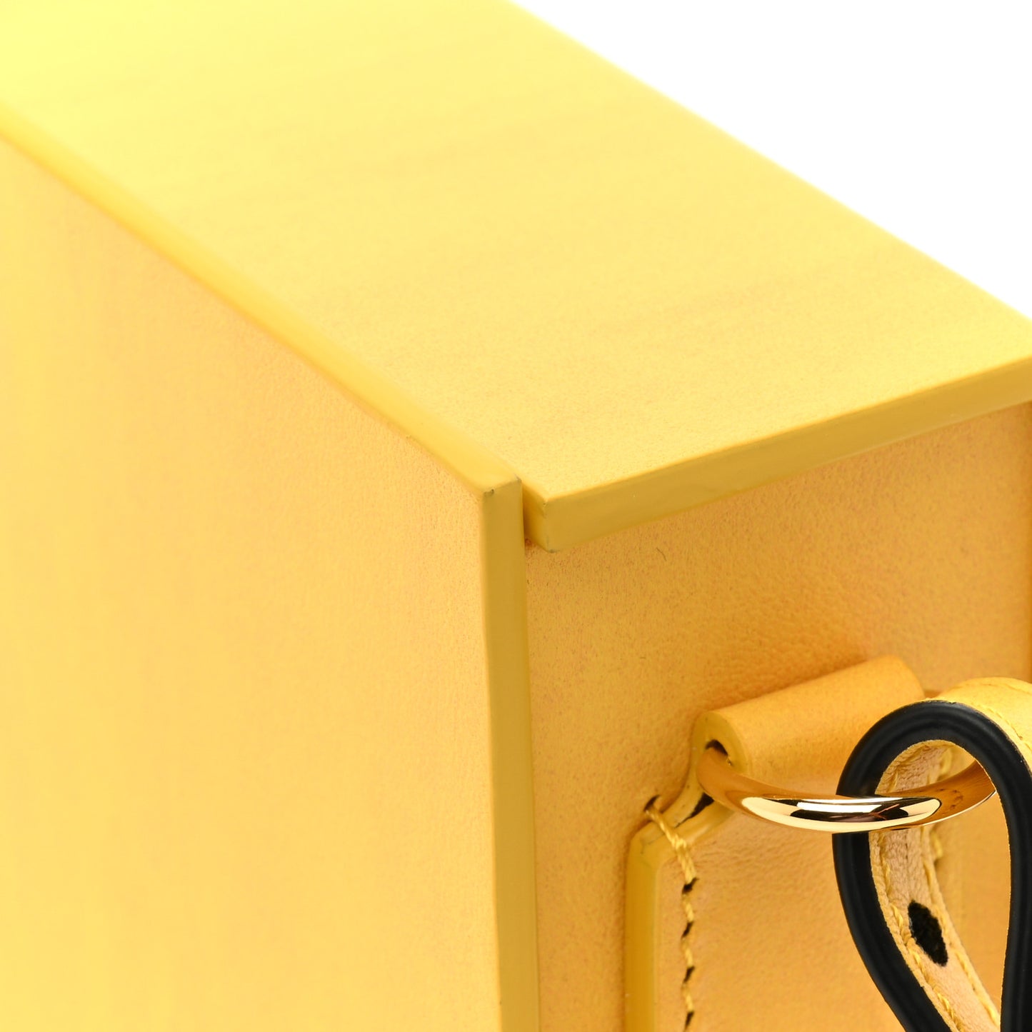 Vitello Fluffy Logo Horizontal Box Crossbody Bag Yellow Box Black