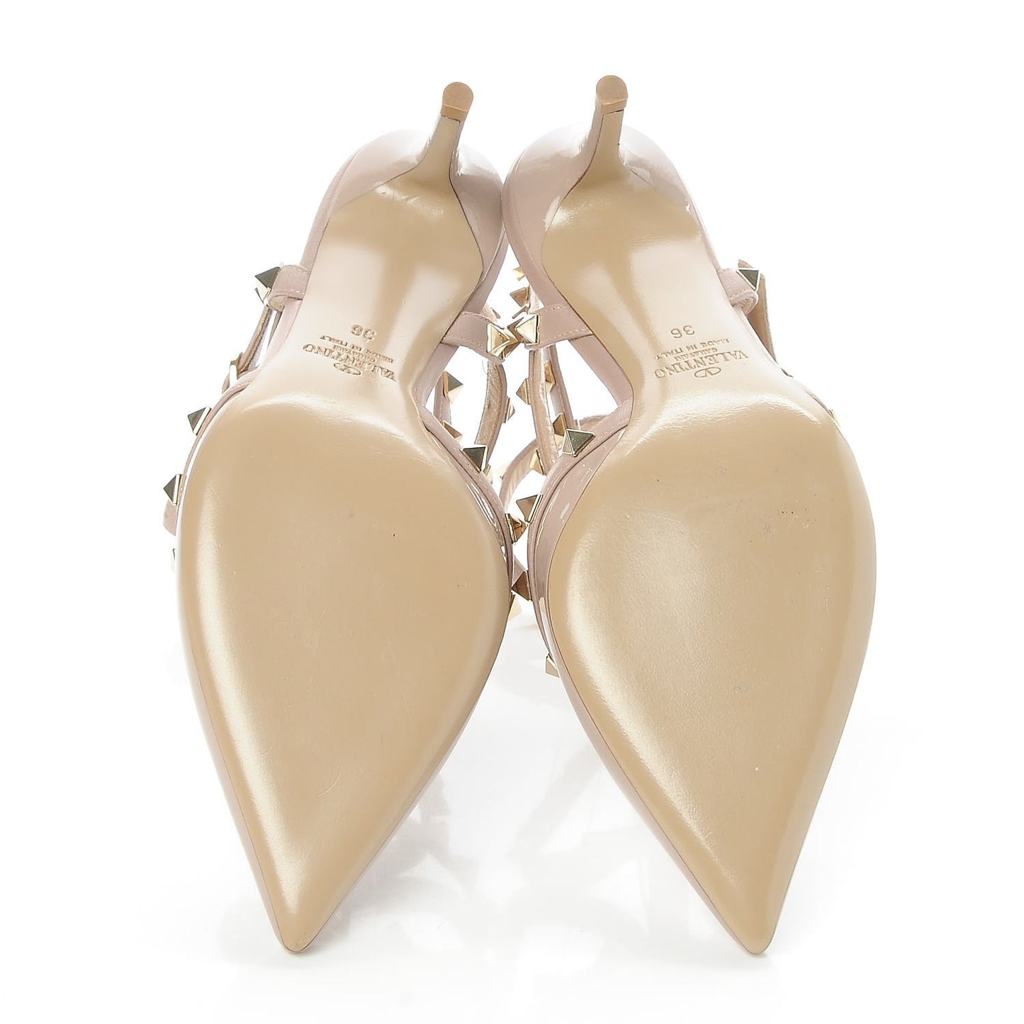 Patent Rockstud Ankle Strap 65mm Pumps 36 Poudre