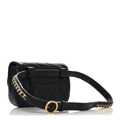 Chanel Lambskin Quilted Chain Infinity Waist Belt Bag Black 3 of 10