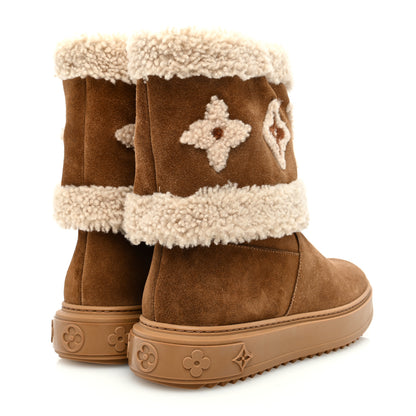 Louis Vuitton Suede Calfskin Shearling Snowdrop Flat Ankle Boot 37 Cognac 4 of 8