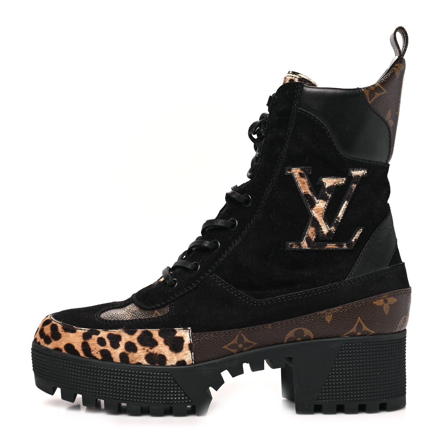 Suede Calfskin Monogram Laureate Platform Desert Boots 40 Black