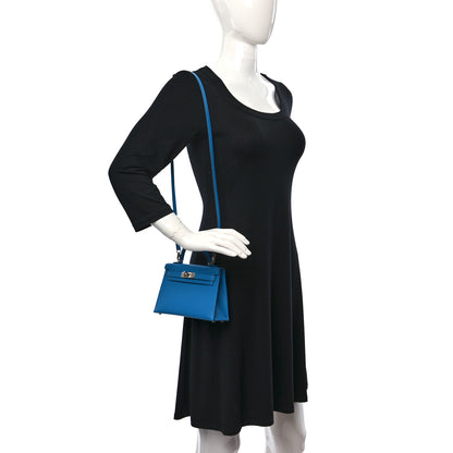 Hermes Chevre Mysore Mini Kelly Sellier 20 Bleu Hydra 2 of 10