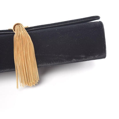 Saint Laurent Velvet Medium Monogram Kate Tassel Shoulder Bag Black 9 of 16