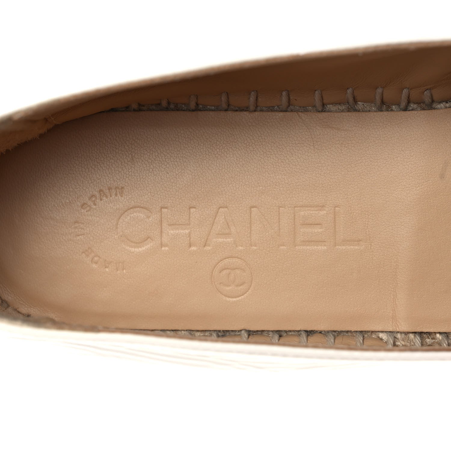 Chanel Distressed Patent CC Espadrilles 38 White Silver 7 of 8