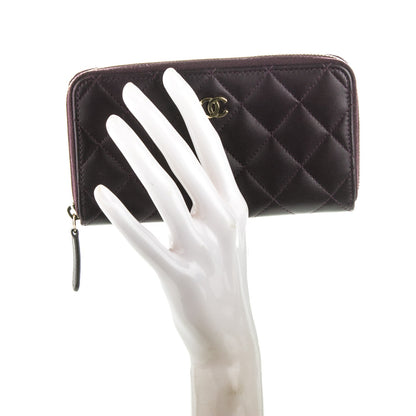 Chanel Lambskin Quilted Small Zip Around Wallet Purple 2 of 8