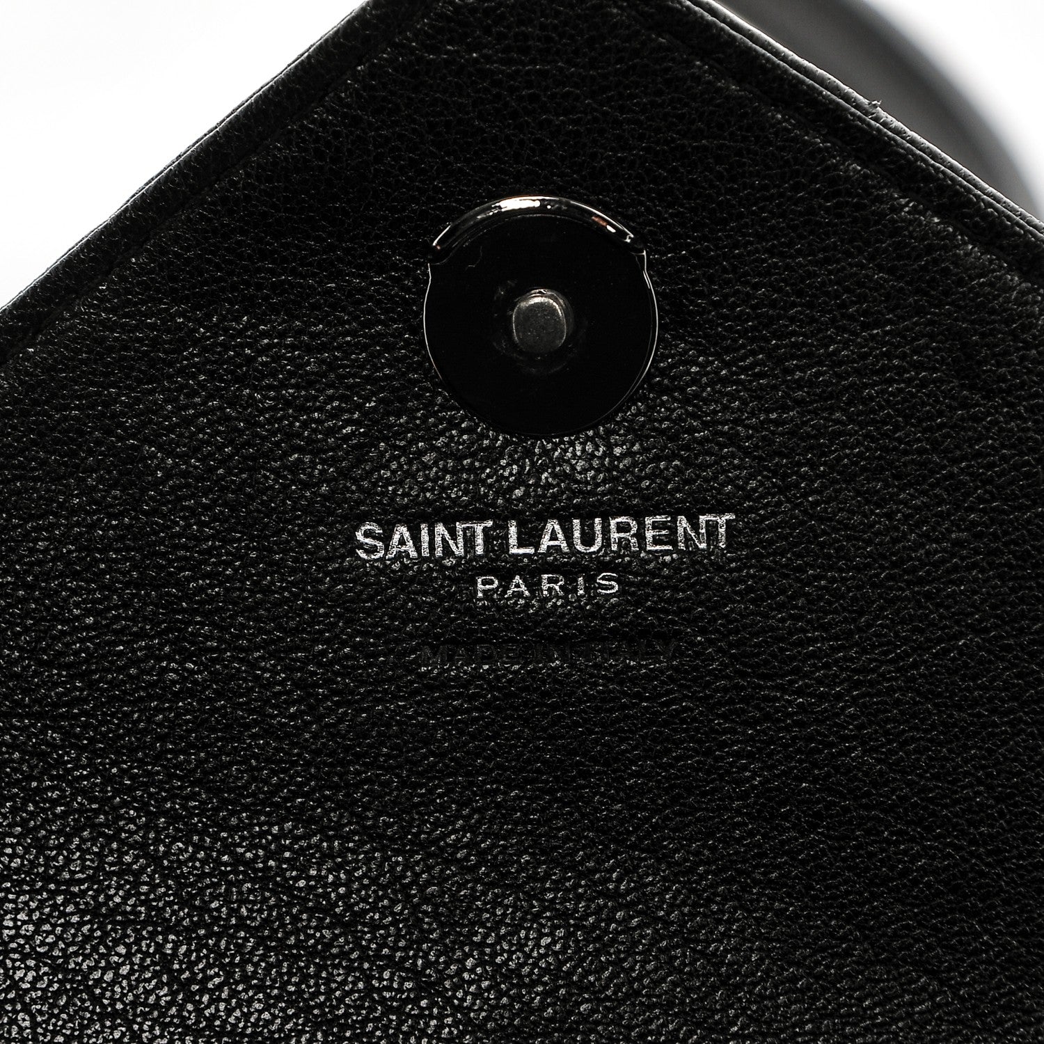 Saint Laurent Calfskin Matelasse Chevron Heart Patchwork Monogram College Chain Wallet Black 6 of 6