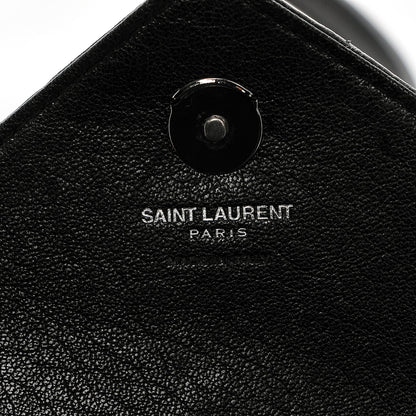 Saint Laurent Calfskin Matelasse Chevron Heart Patchwork Monogram College Chain Wallet Black 6 of 6