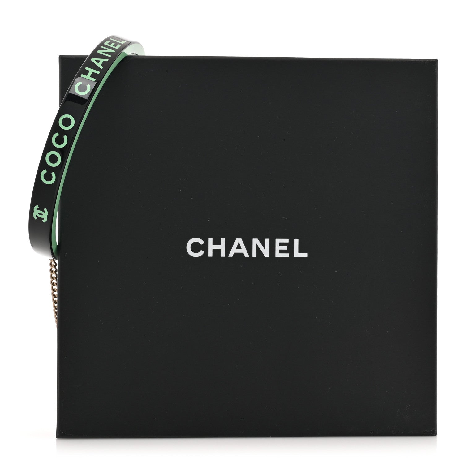 Chanel Resin Logo Choker Green Black 6 of 6