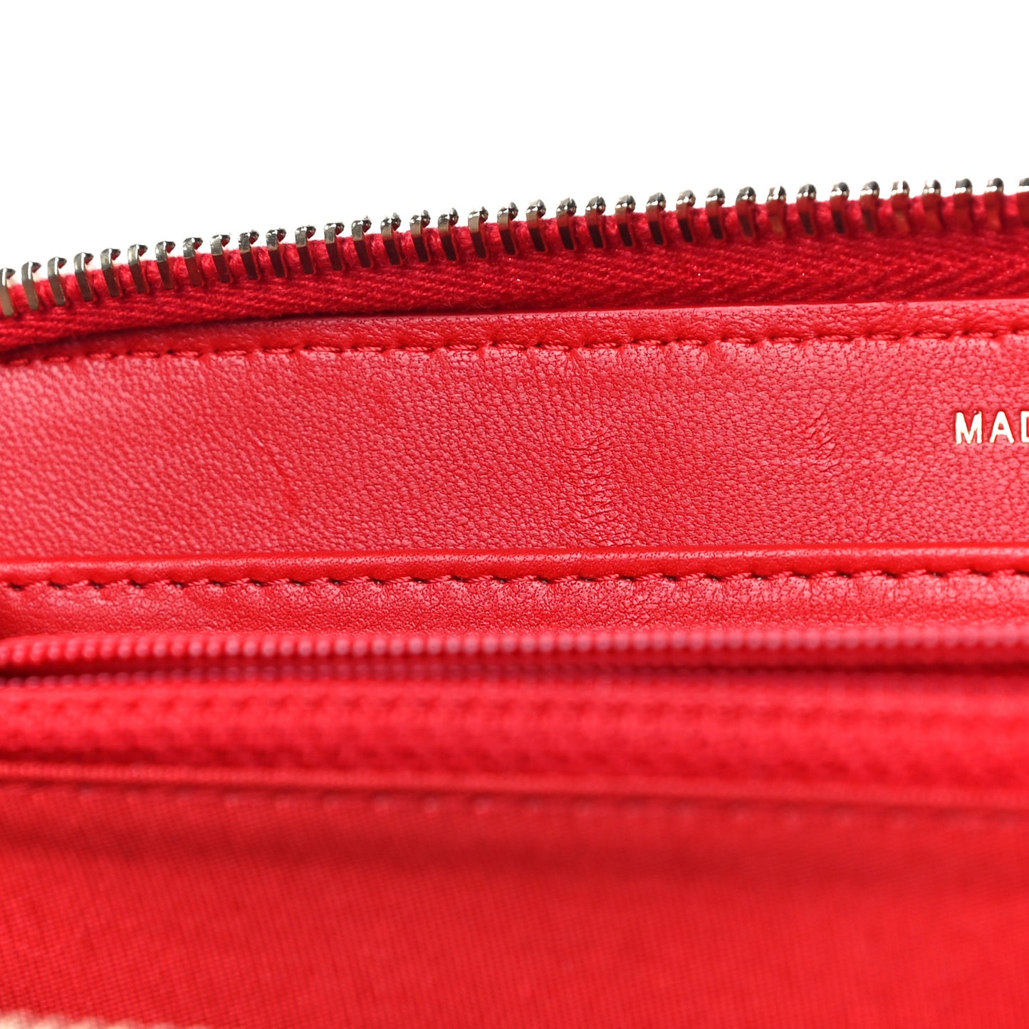 Lambskin Quilted Camellia Zip Around Wristlet Wallet Red