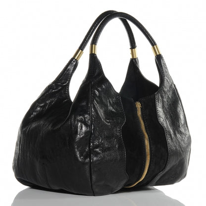 Jimmy Choo Liquid Patent Suede Mandah Tote Black 3 of 9