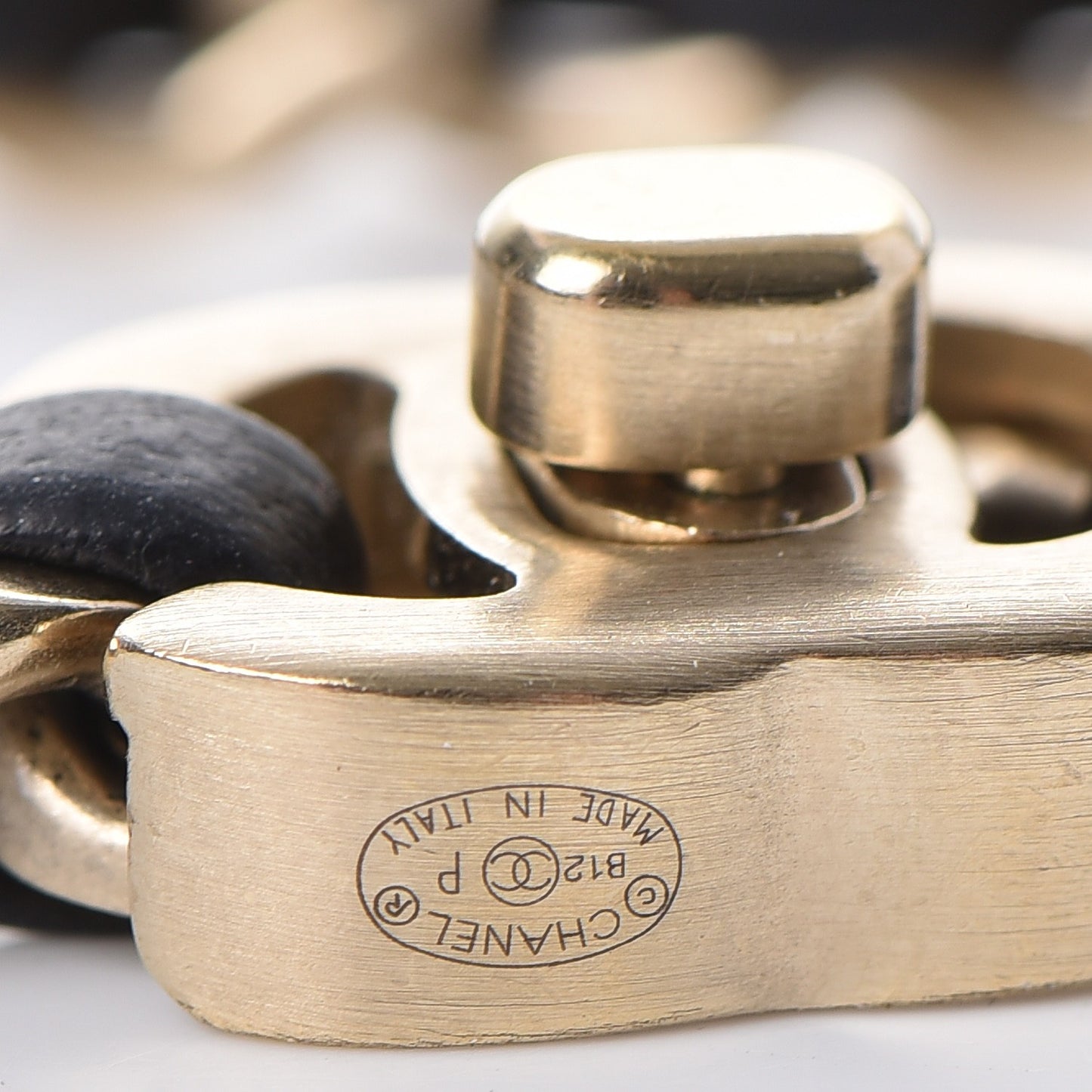 Lambskin CC Turnlock Chain Bracelet Black Gold