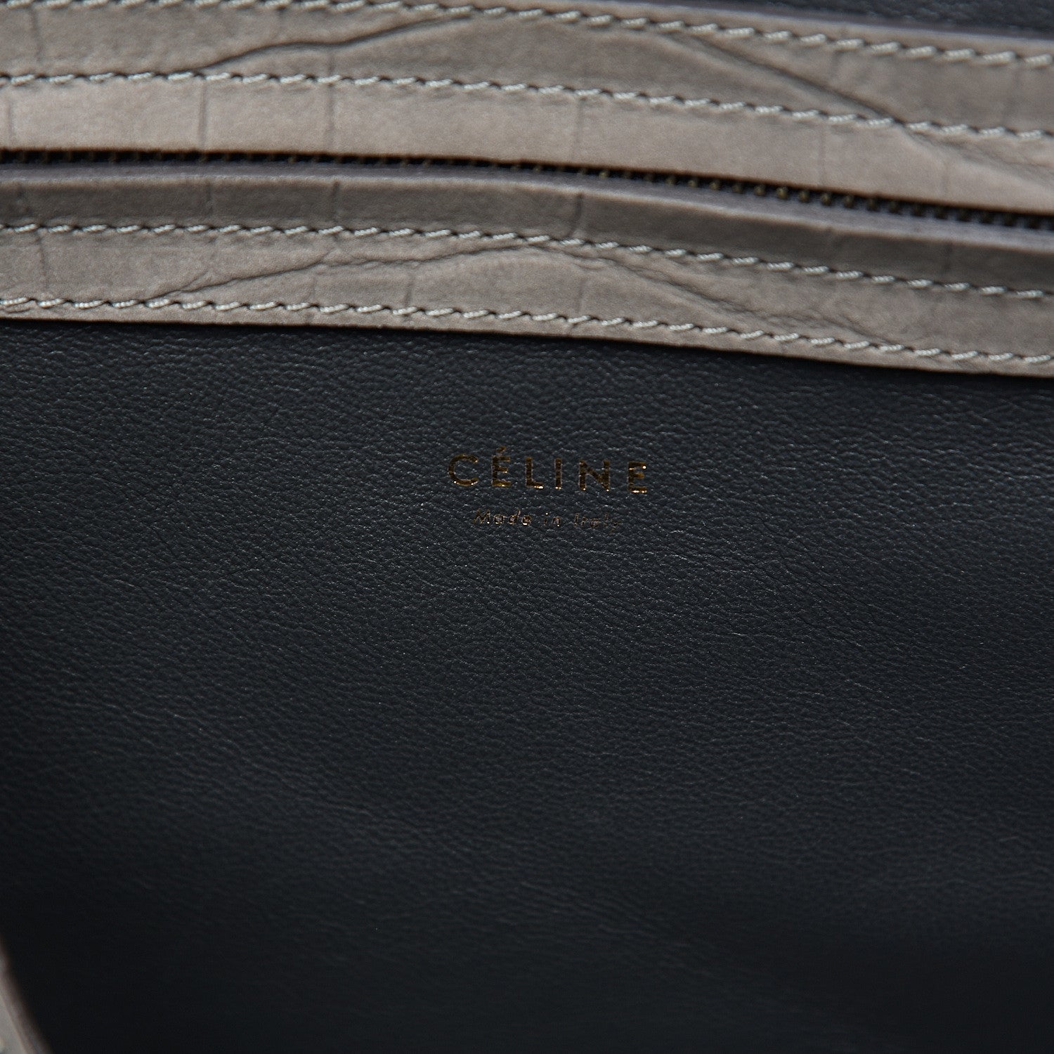 Celine Crocodile Embossed Nubuck Medium Phantom Luggage Grey 5 of 12