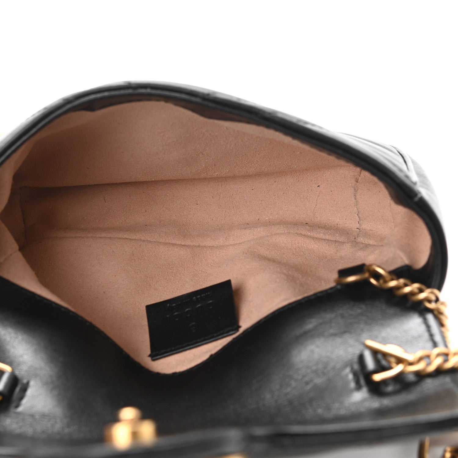 Gucci Calfskin Matelasse Super Mini GG Marmont Shoulder Bag Black 5 of 10