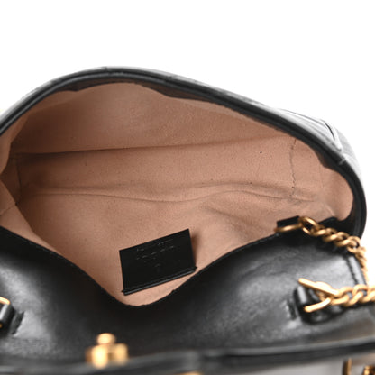 Gucci Calfskin Matelasse Super Mini GG Marmont Shoulder Bag Black 5 of 10