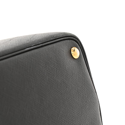 Prada Saffiano Cuir Medium Double Bag Black Fuoco 23 of 24