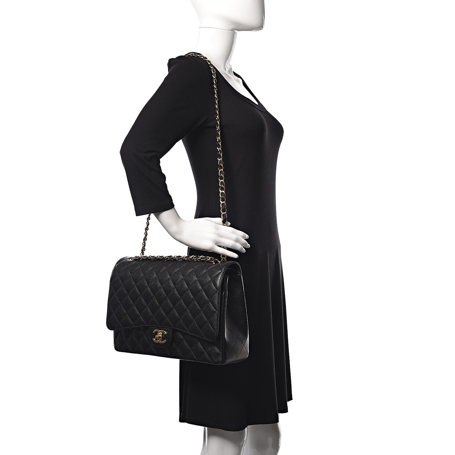 Chanel Caviar Quilted Maxi Double Flap Black 2 of 9