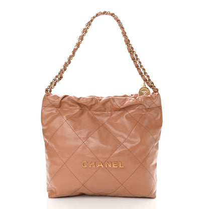 Chanel Shiny Calfskin Quilted Small Chanel 22 Camel 3 of 12