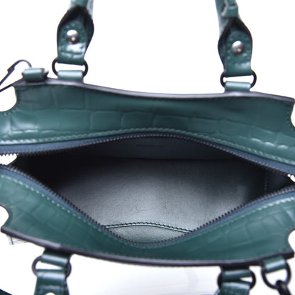 Balenciaga Semi Shiny Calfskin Crocodile Embossed Neo Classic Black Hardware Mini City Forest Green 5 of 8