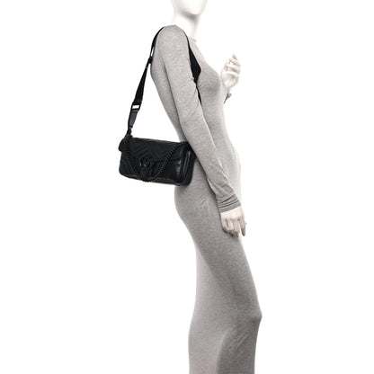 Gucci Calfskin Matelasse Monochrome GG Marmont Crossbody Shoulder Bag Black 2 of 10