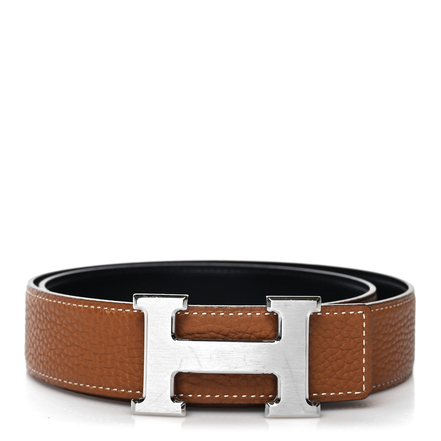 Hermes Box Togo 32mm H Belt 80 Black Gold 1 of 5