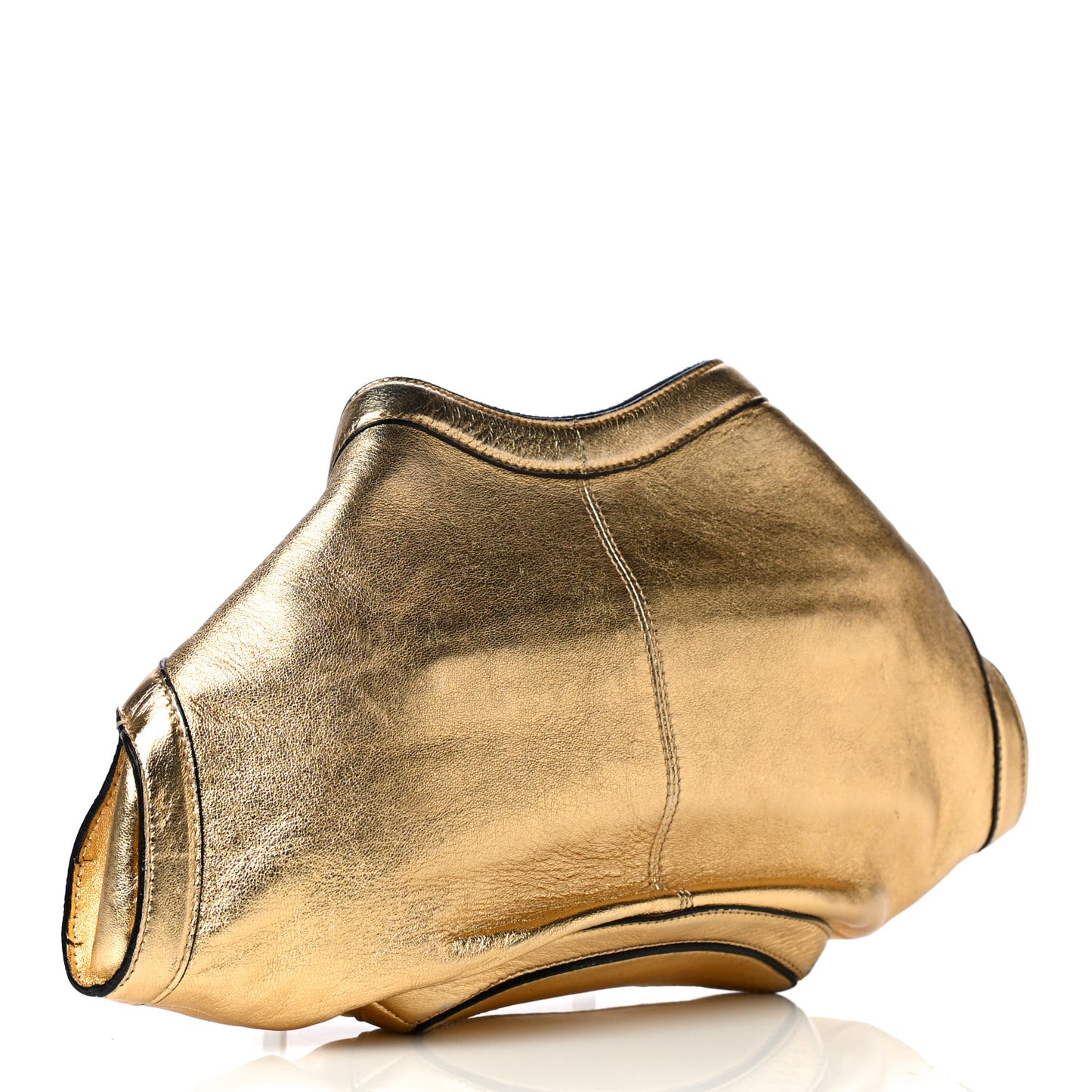 Metallic Lambskin De Manta Clutch Gold