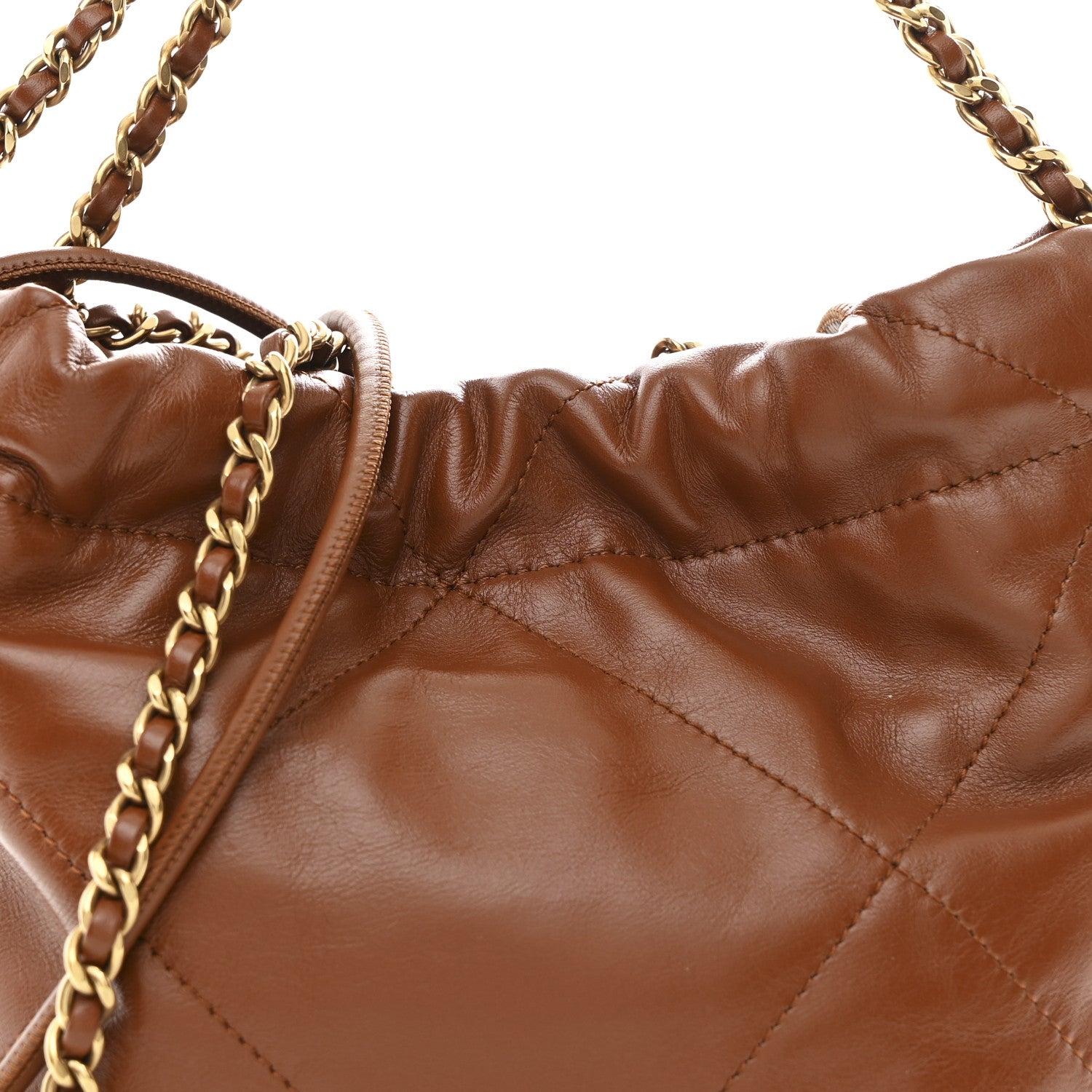 Chanel Shiny Calfskin Quilted Mini Chanel 22 Light Brown 8 of 11