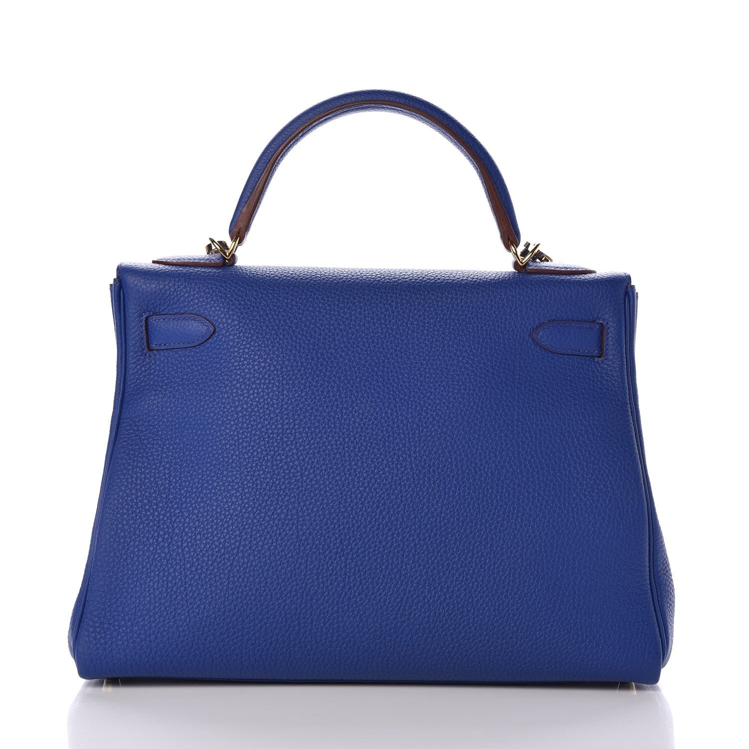 Hermes Togo Horseshoe Kelly Retourne 32 Bleu Electrique Rouge H 4 of 40