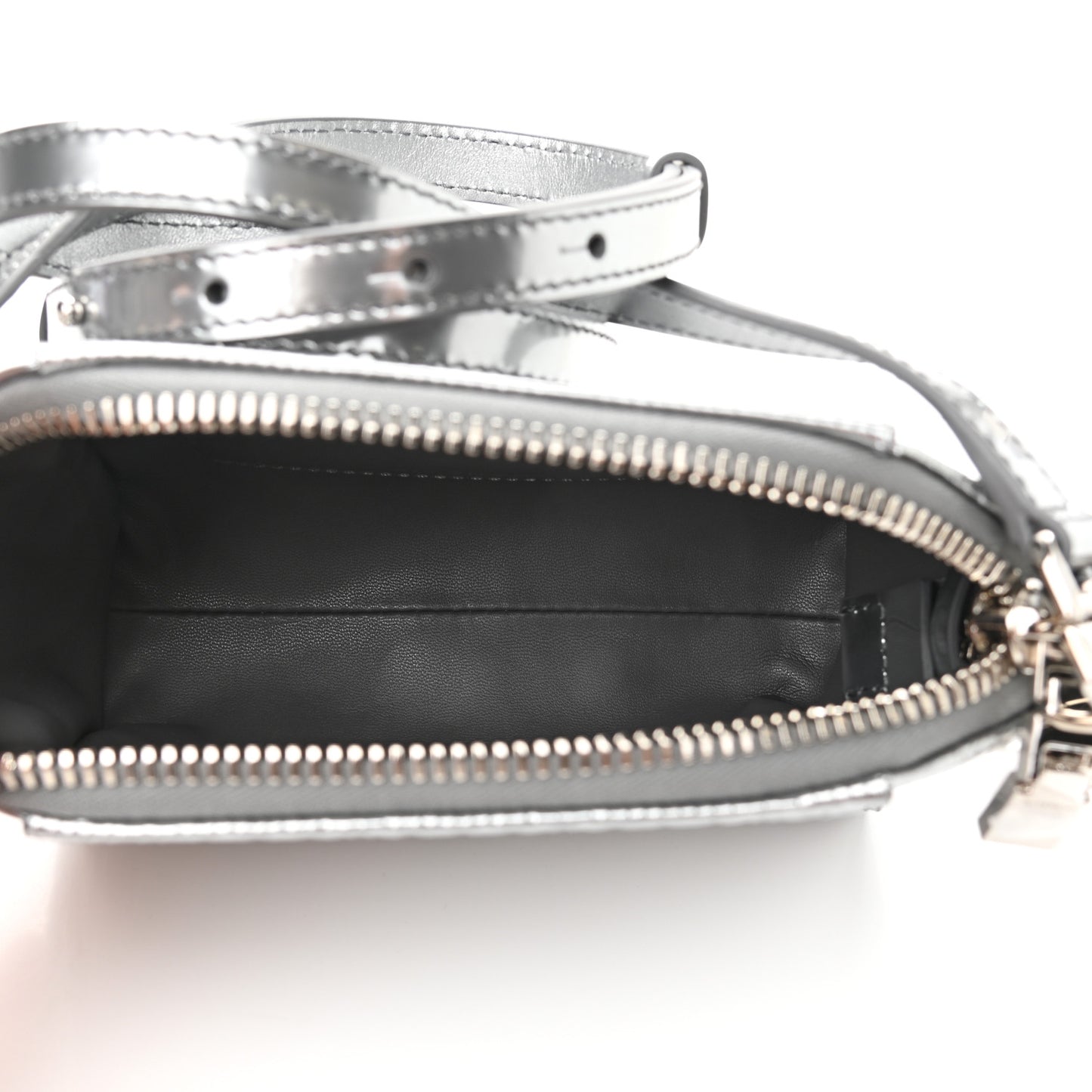 Metallic Calfskin 4G Embossed Nano Antigona Silver