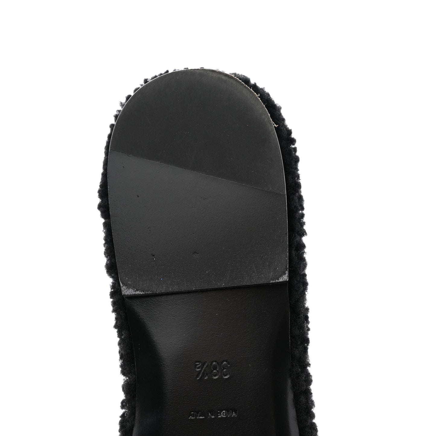 Shearling Tribute Flat Mules 38.5 Black