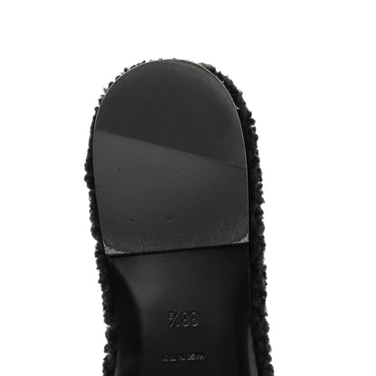 Saint Laurent Shearling Tribute Flat Mules 38.5 Black 12 of 13