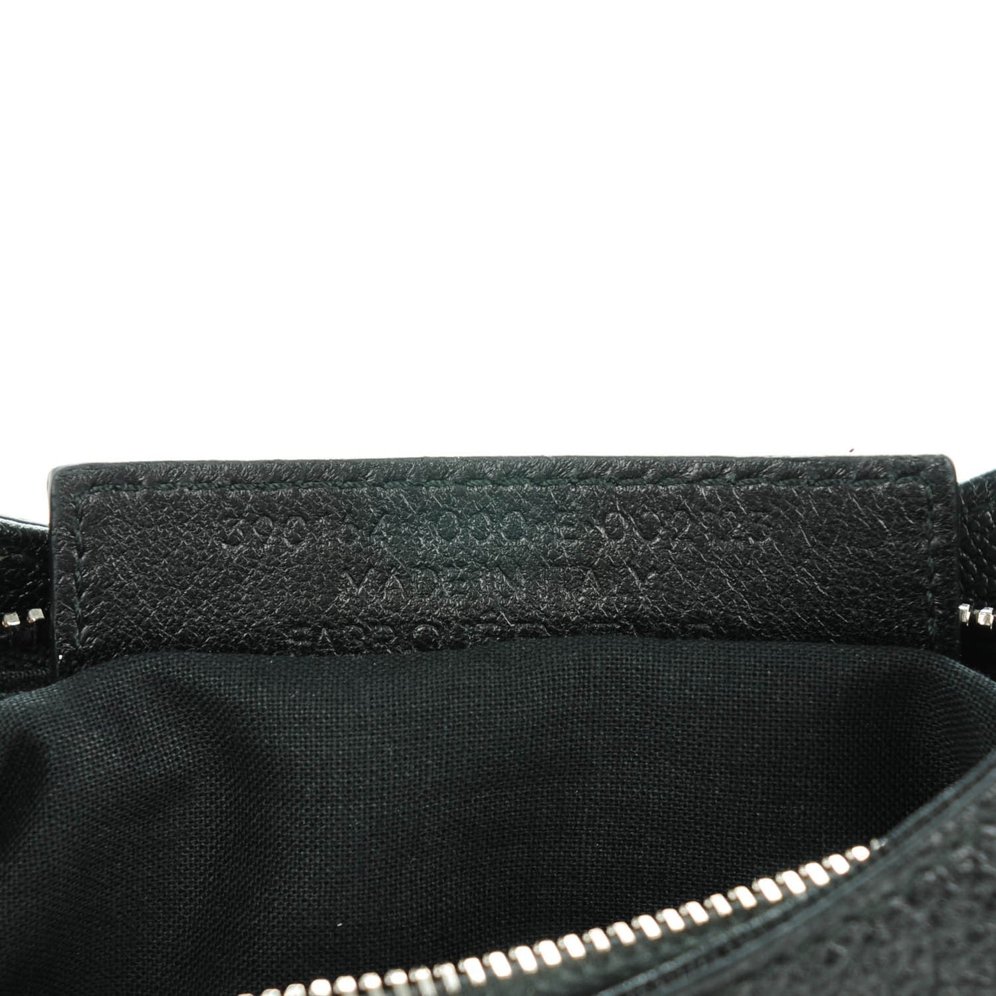 Chevre Silver Metallic Edge Hardware Hip Black