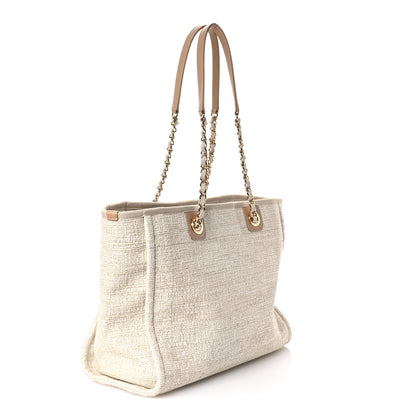 Chanel Lurex Boucle Small Deauville Tote Ivory 3 of 10