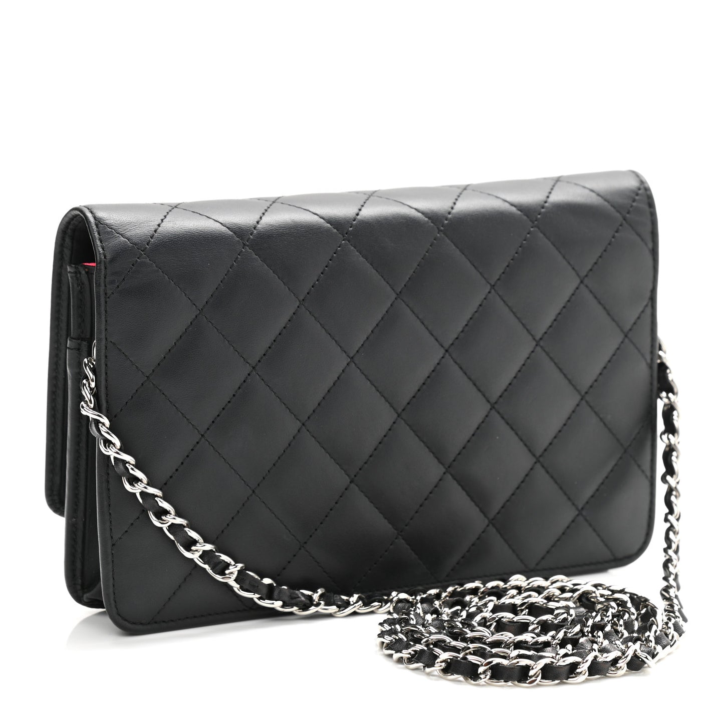 Calfskin Quilted Cambon Wallet On Chain WOC Black