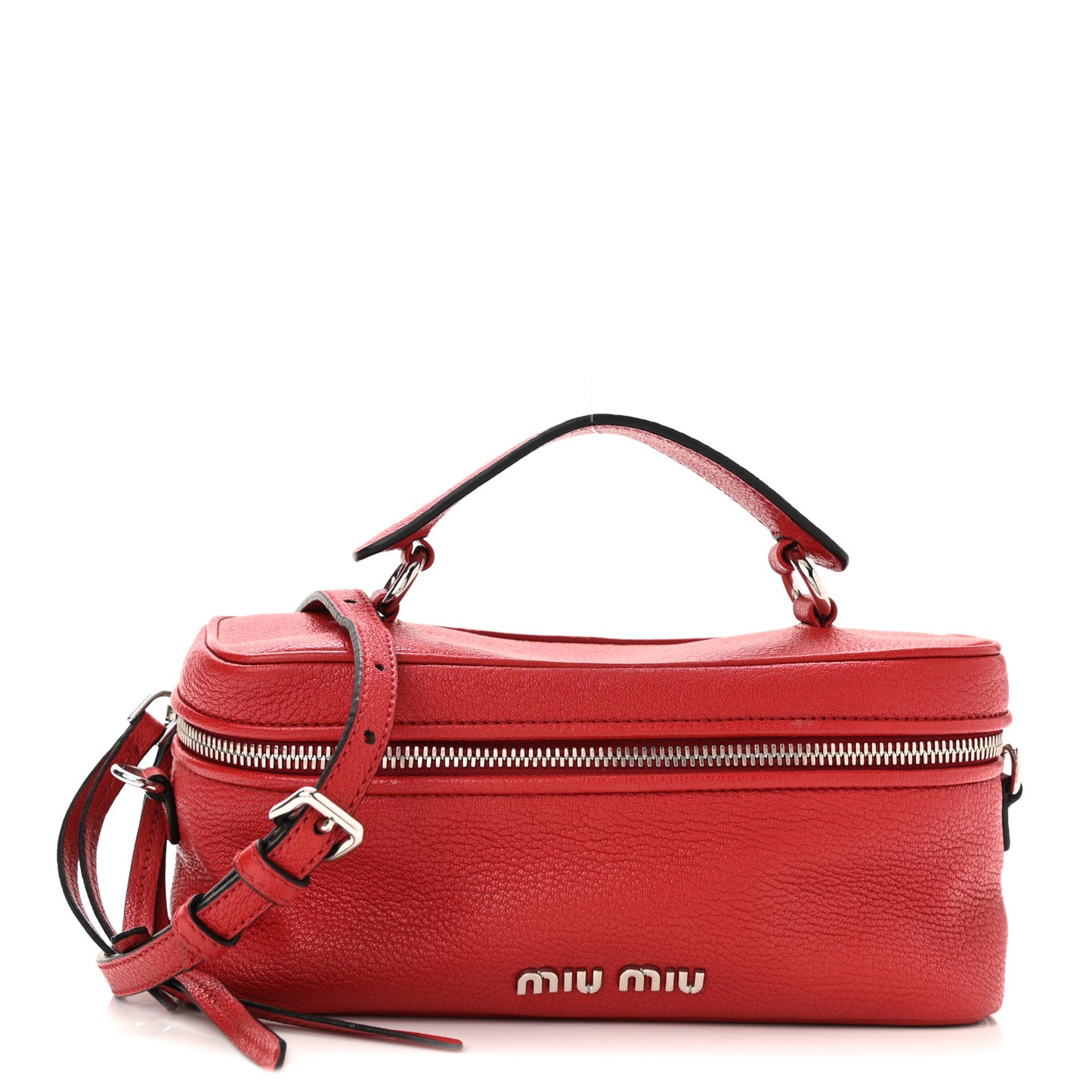Goatskin Madras Mini Top Handle Vanity Case Fuoco