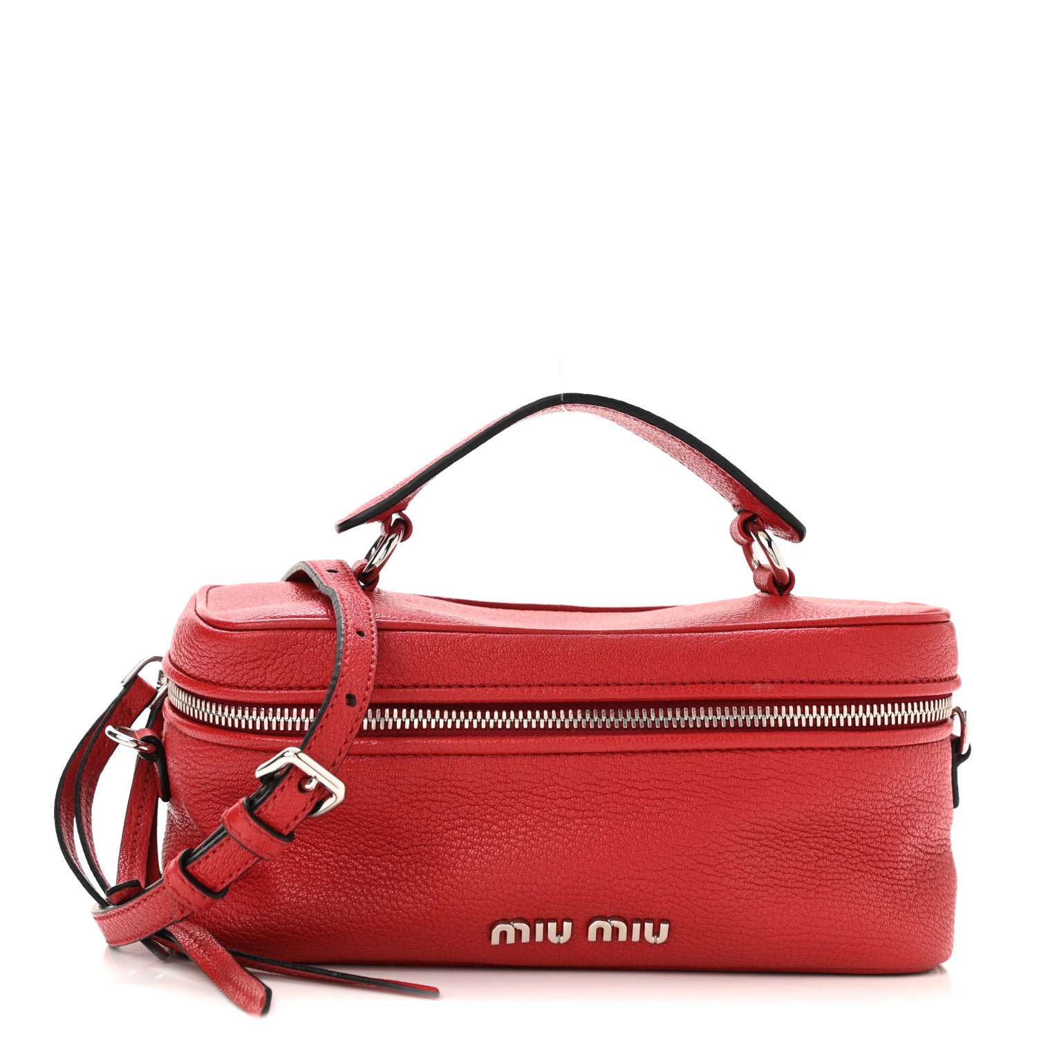 Miu Miu Goatskin Madras Mini Top Handle Vanity Case Fuoco 1 of 8