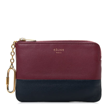Celine Lambskin Bi-Color Solo Coin Card Case Burgundy Navy 1 of 6