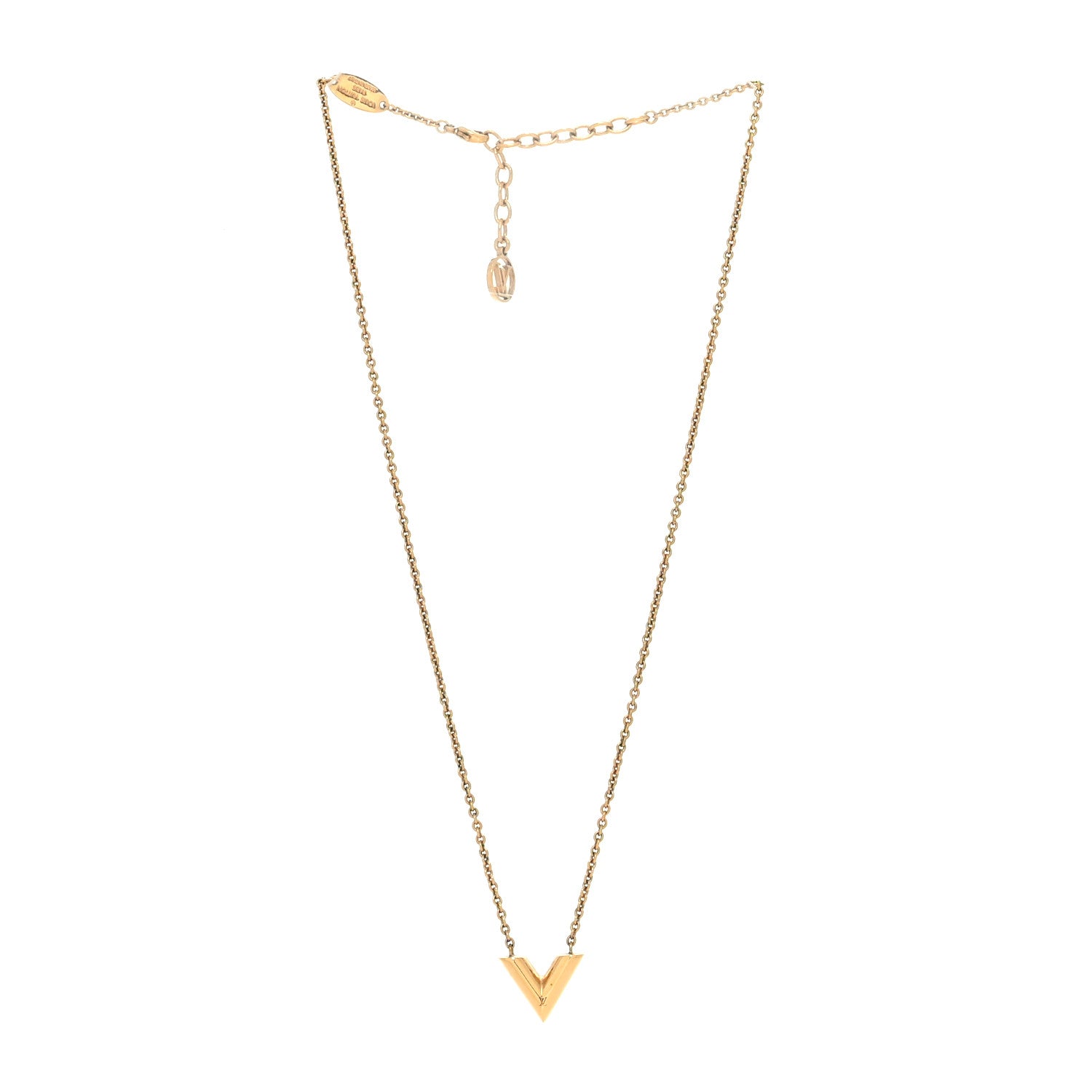 Louis Vuitton Brass Essential V Necklace Gold 3 of 6