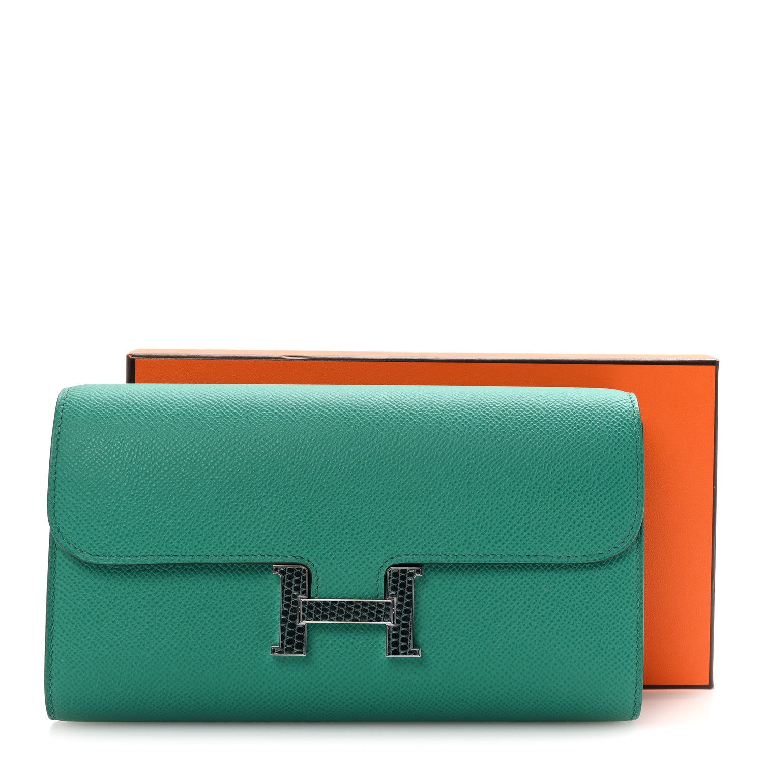 Hermes Epsom Lizard Constance Wallet To Go Vert Jade Vert Cypress 10 of 10