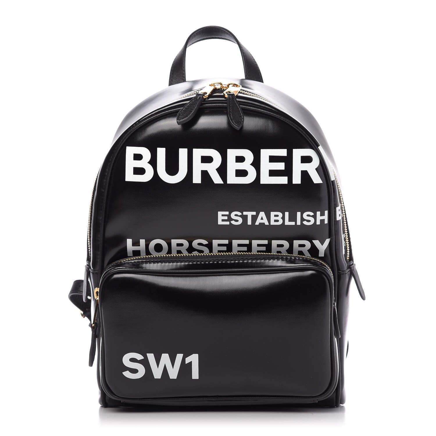 Burberry Coated Canvas Horseferry Print Backpack Black 1 of 10