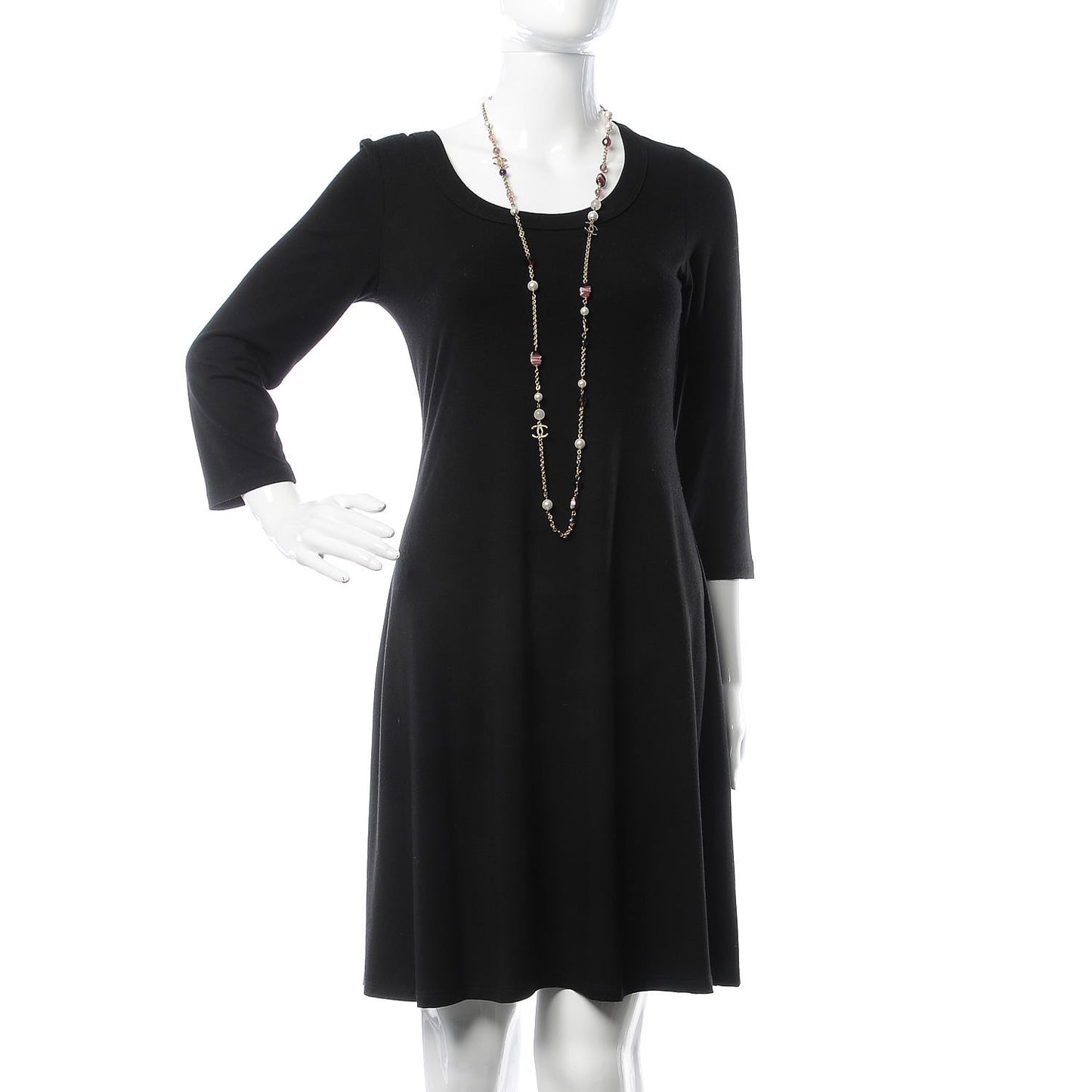 Pearl CC Beaded Long Necklace Purple