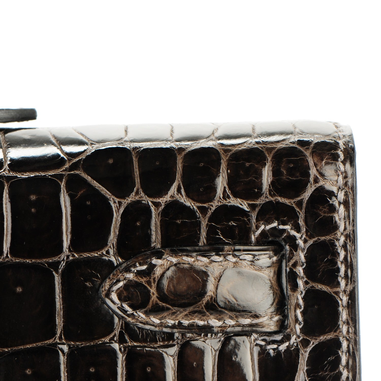 Hermes Shiny Porosus Crocodile Kelly Cut Pochette Graphite 6 of 16