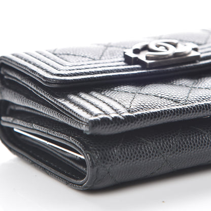 Chanel Caviar Quilted Small Boy Flap Wallet Black 10 of 12