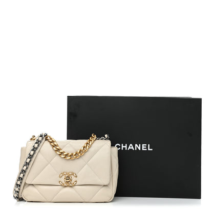 Chanel Lambskin Quilted Medium Chanel 19 Flap Light Beige 11 of 11