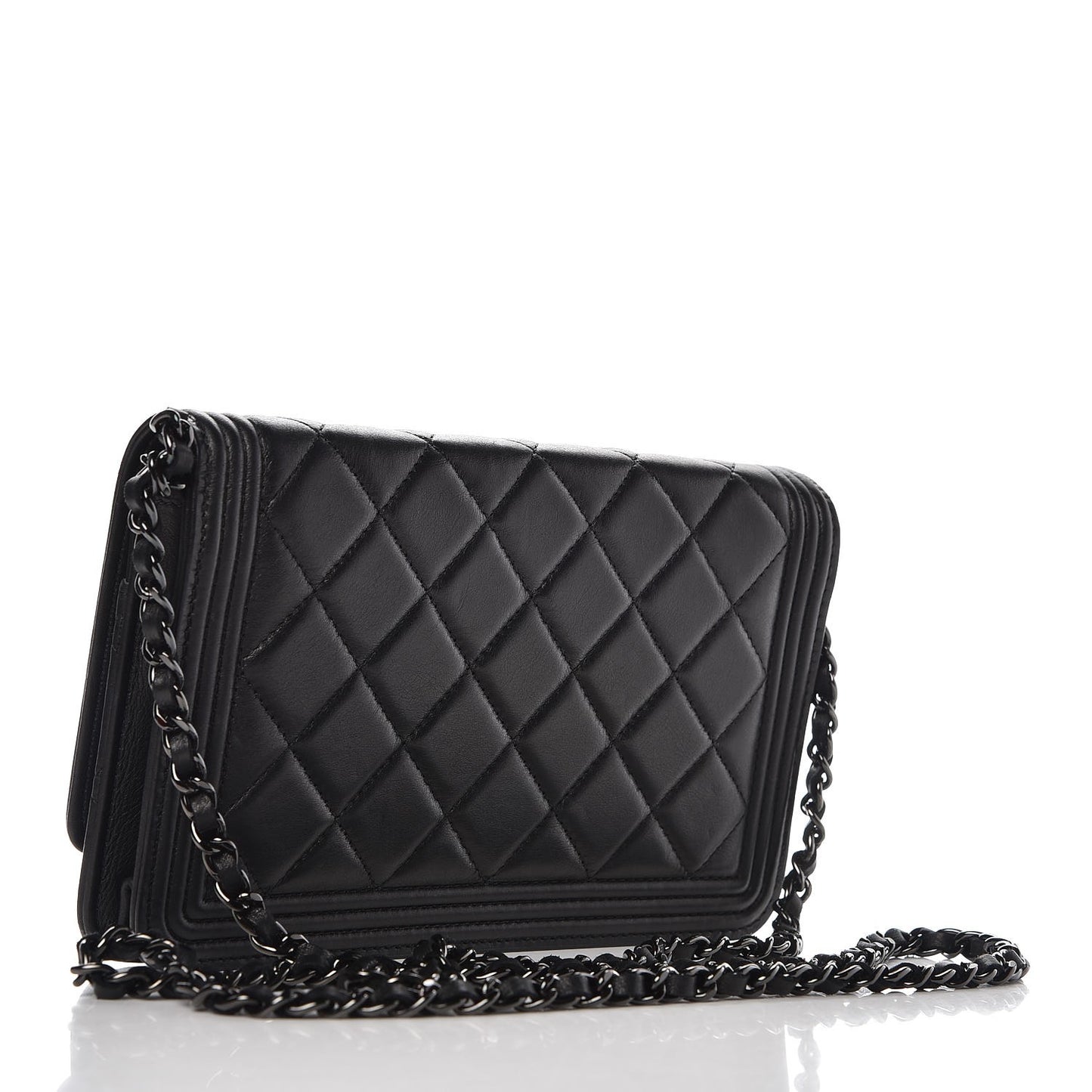 Calfskin Quilted Boy Wallet On Chain WOC So Black