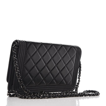 Chanel Calfskin Quilted Boy Wallet On Chain WOC So Black 3 of 9