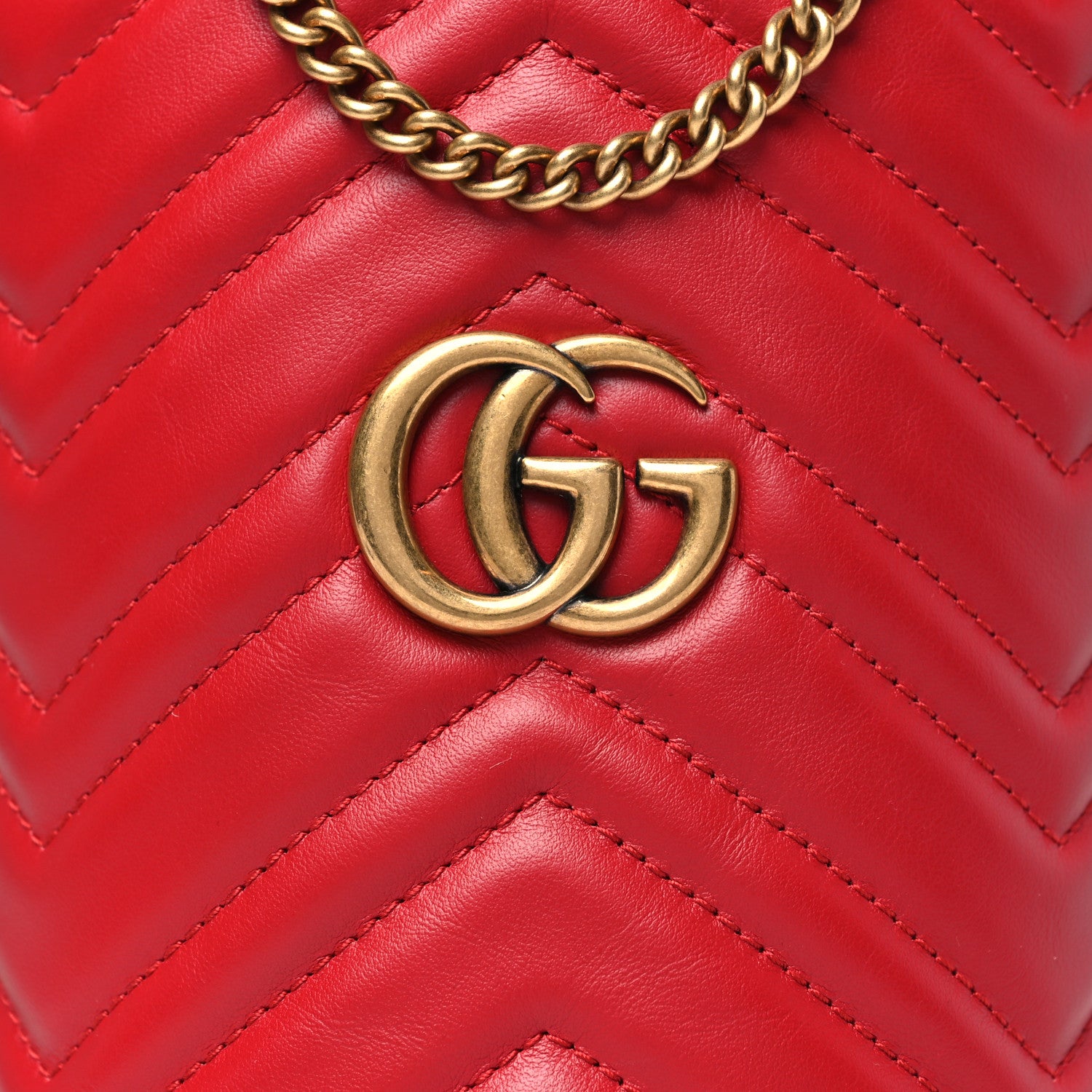 Gucci Calfskin Matelasse Mini GG Marmont 2.0 Bucket Bag Hibiscus Red 8 of 11