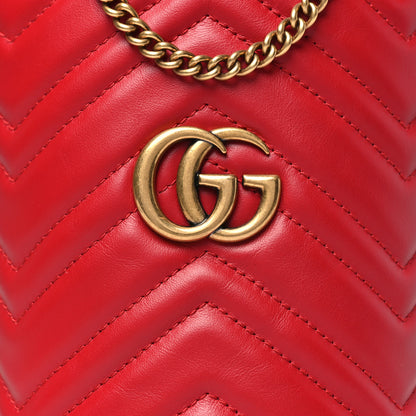 Gucci Calfskin Matelasse Mini GG Marmont 2.0 Bucket Bag Hibiscus Red 8 of 11