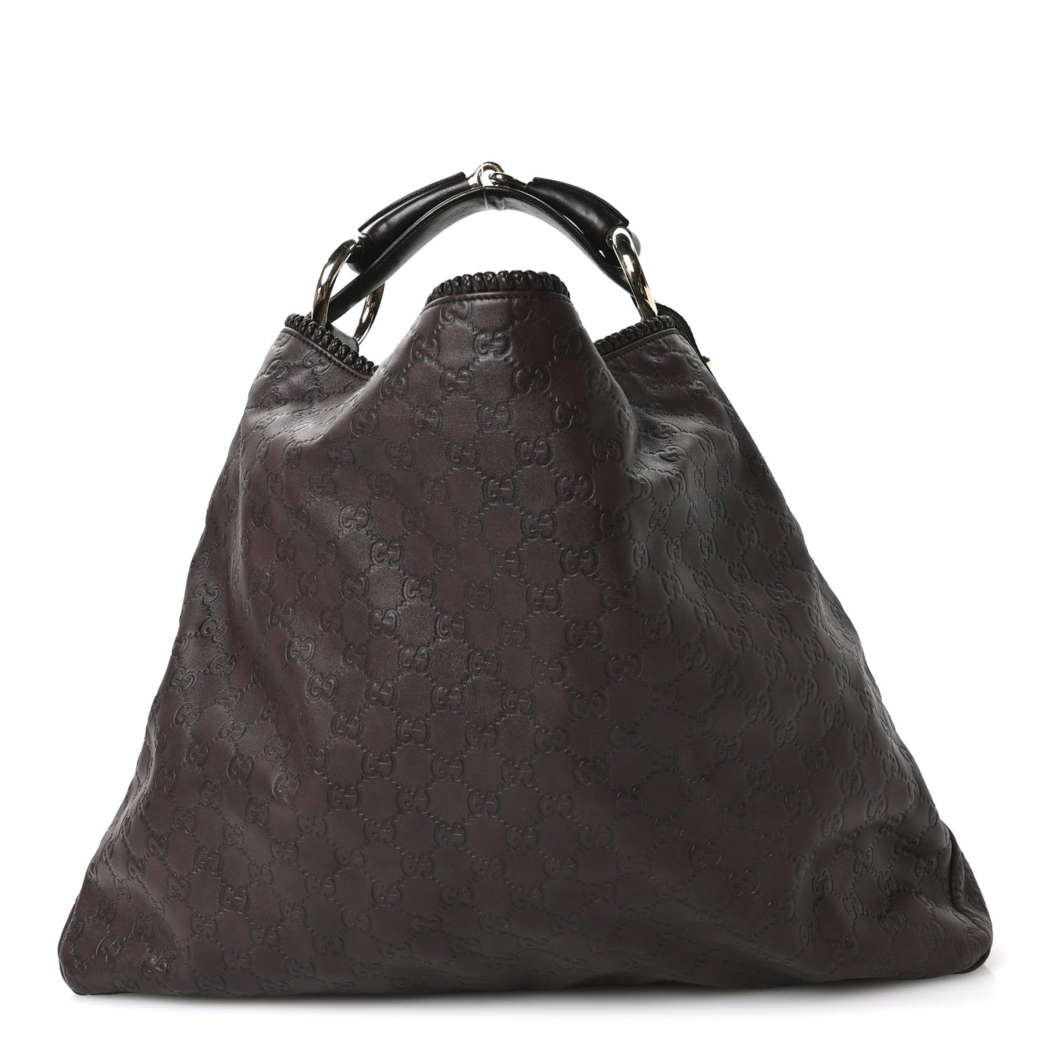 Gucci Guccissima Large Horsebit Chain Hobo Chocolate 1 of 10