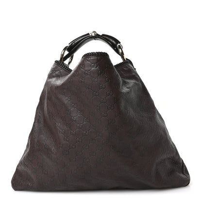 Gucci Guccissima Large Horsebit Chain Hobo Chocolate 1 of 10