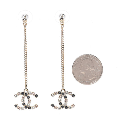 Chanel Crystal CC Drop Earrings Pink Grey Gold 2 of 4